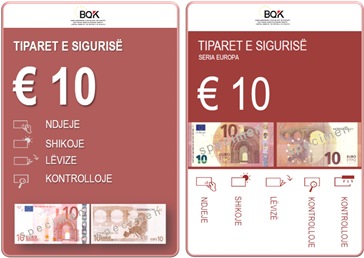 Këto manuale tregojnë dhe sqarojnë vetitë e sigurisë së kartëmonedhave 10 Euro