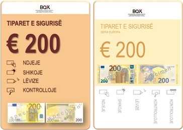 Këto manuale tregojnë dhe sqarojnë vetitë e sigurisë së kartëmonedhave 200 Euro